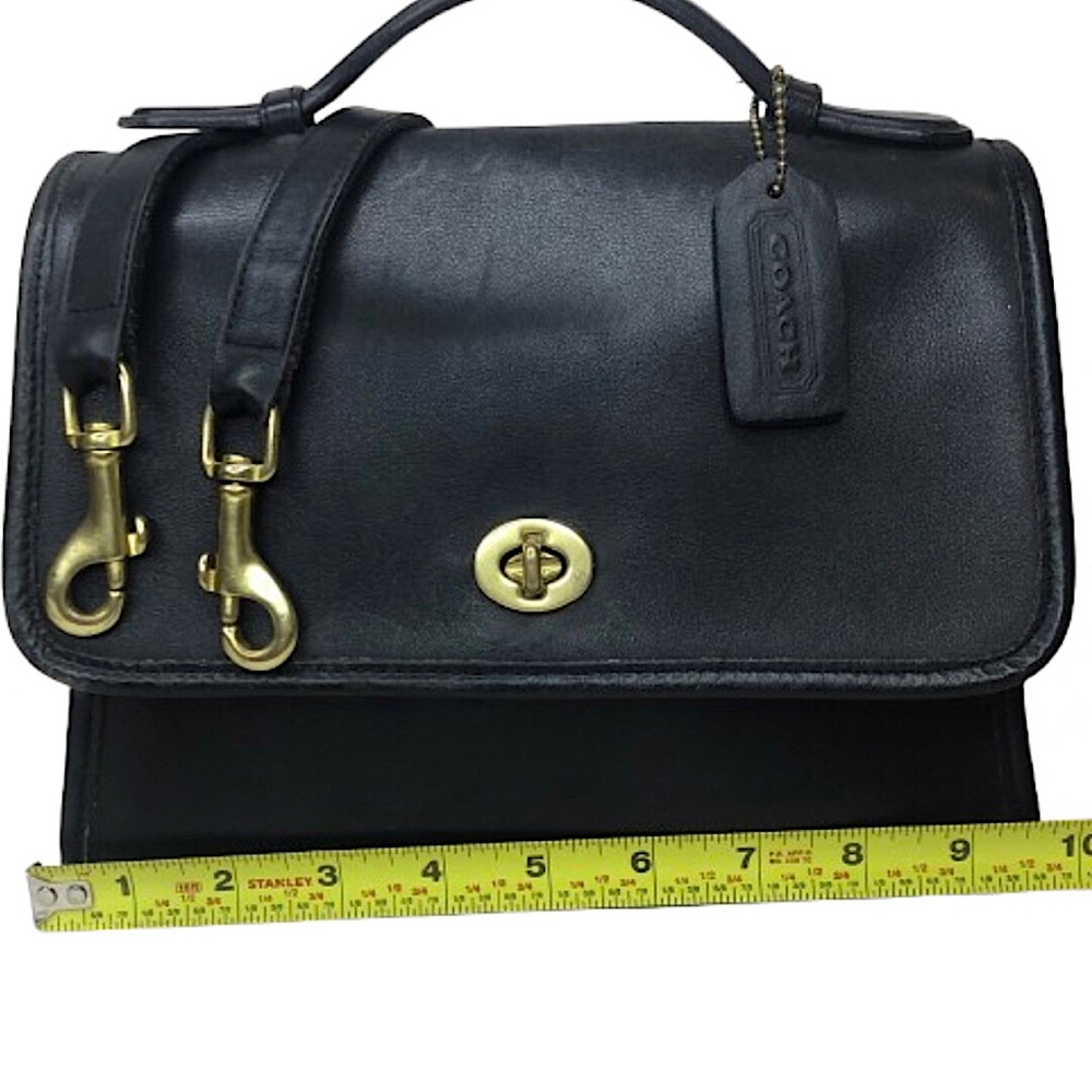 Vintage COACH COURT Black Glove Tanned Turn Lock Crossbody Shoulder Bag 9870 - Picture 12 of 17